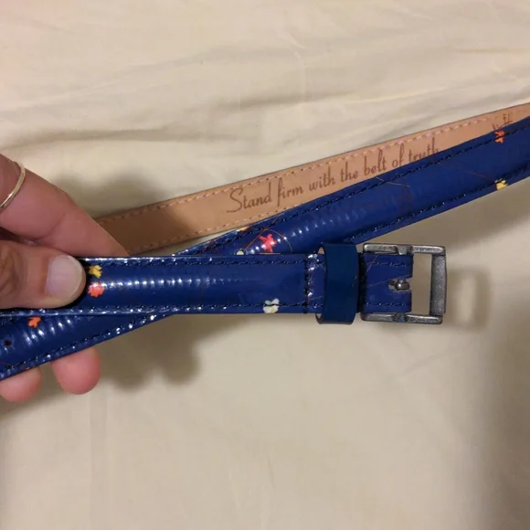Fluevog patent leather belt Nelson Belt - Blue Croc | Argyle Style Belt | Fluevog Shoes main image 3